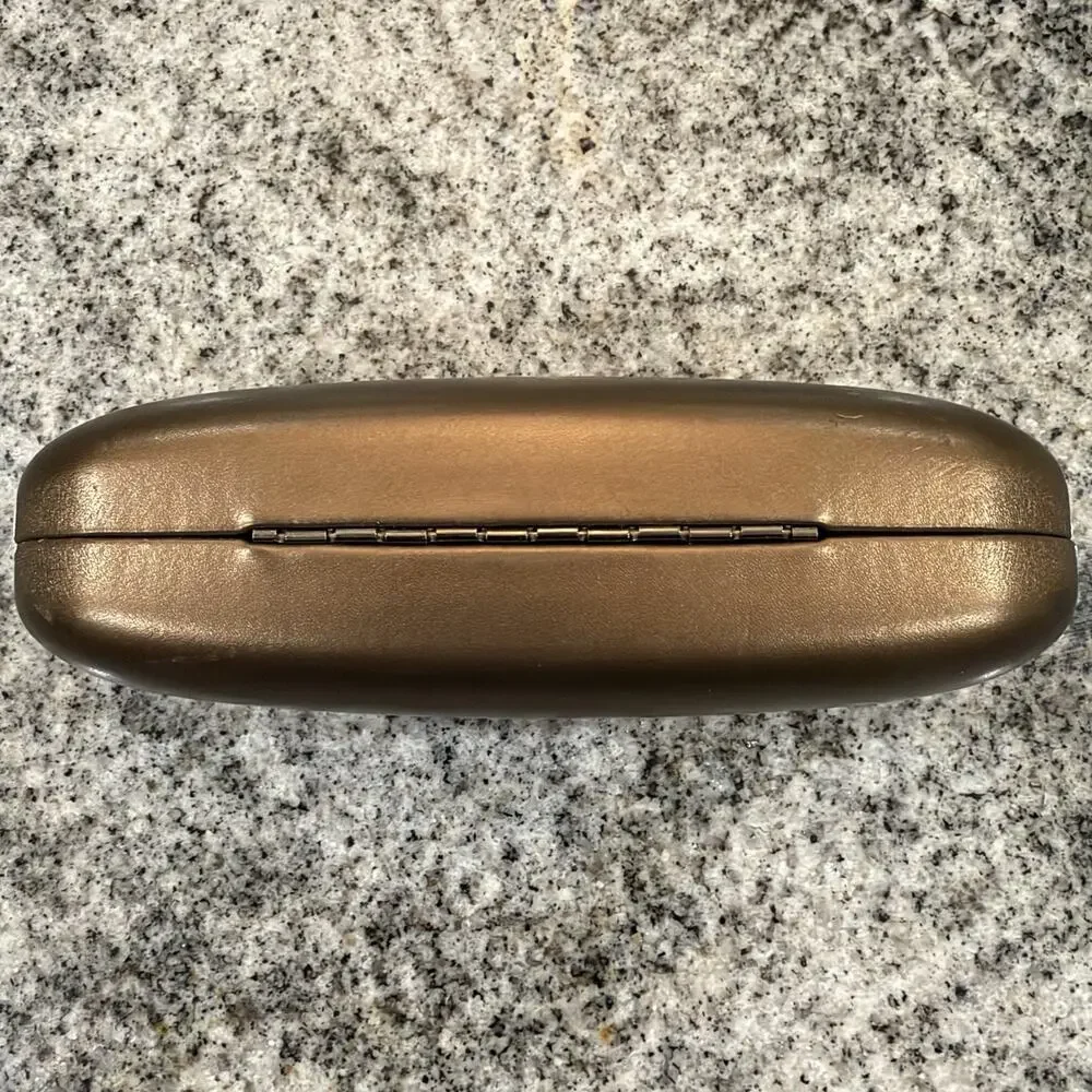 VINTAGE Y2K Gucci Sunglasses Hard/Clam Shell Bronze Metallic Case w Monogram Int